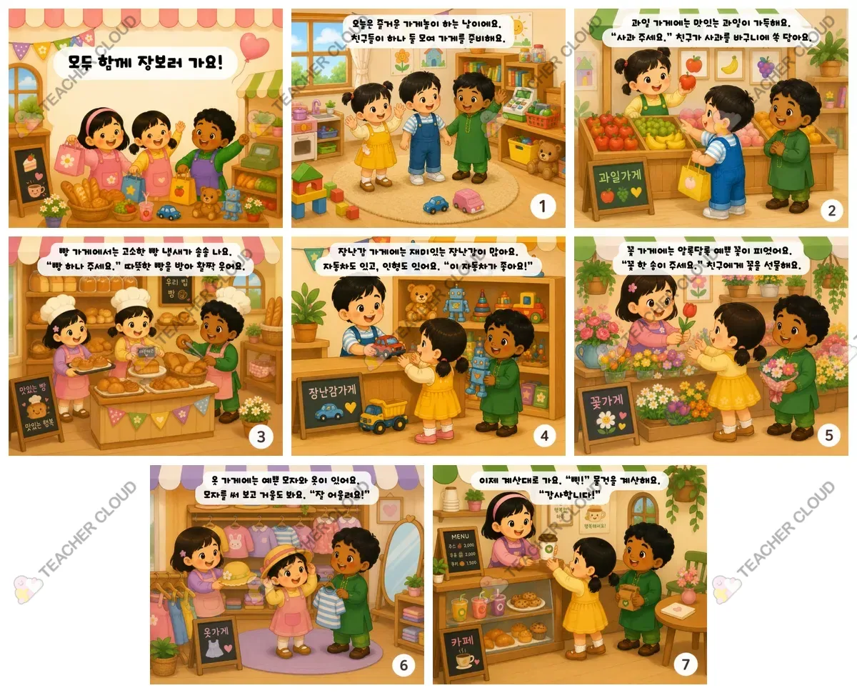 모두 함께 장보러 가요! AI 동화